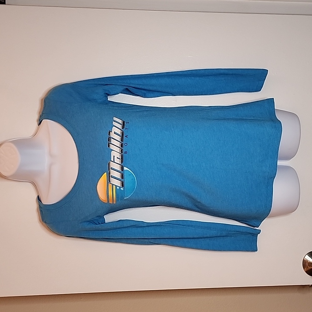 Malibu Boats Long Sleeve Tee, Turquoise, Size Small